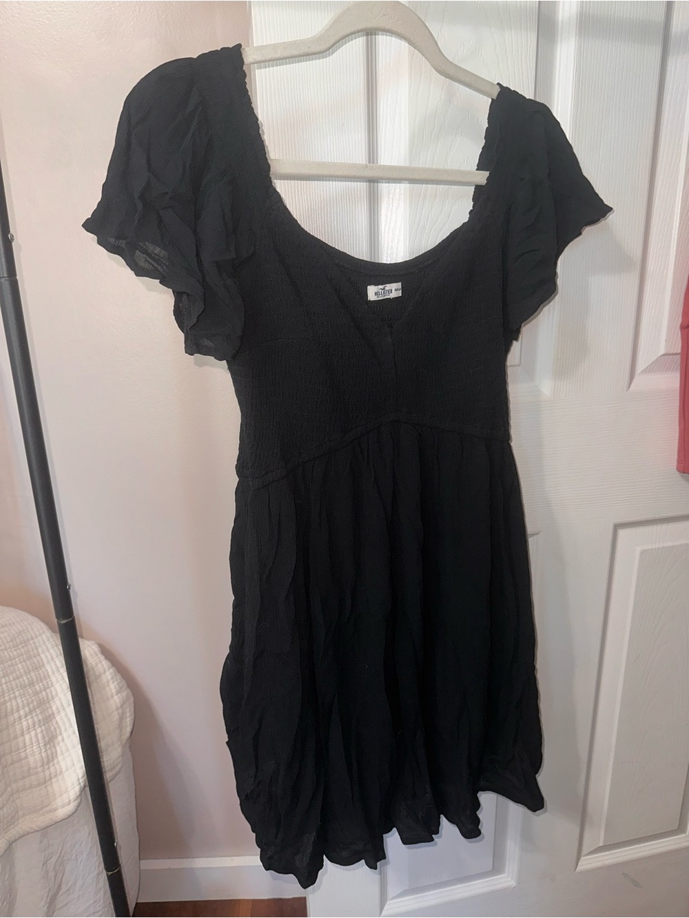Hollister Black Short Sleeve Smocked Romper